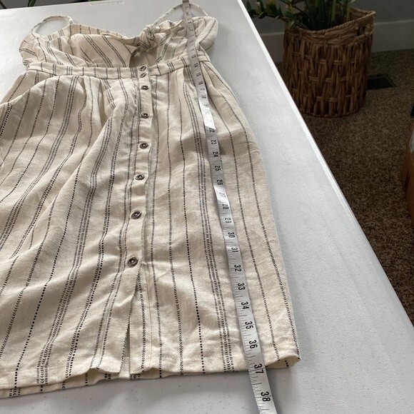 ASTR the Label Linen Sleeveless Button Front Dress Cut Out Tie Detail Pockets - Picture 15 of 16